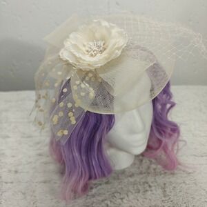Cream Floral Fascinator Hair Clip Bridal Wedding Kentucky Derby Tea Party Womens